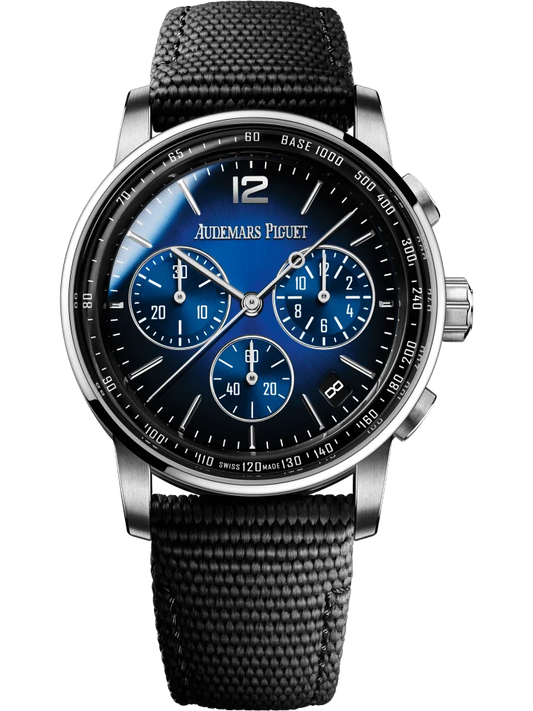Audemars Piguet Code 11.59 Selfwinding Chronograph White Gold Blue Sunburst Men’s Watch 26393BC.OO.A002KB.01