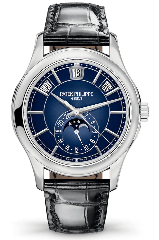 Patek Philippe Complications Annual Calendar Blue Dial Black Alligator Men’s Watch 5205G-013
