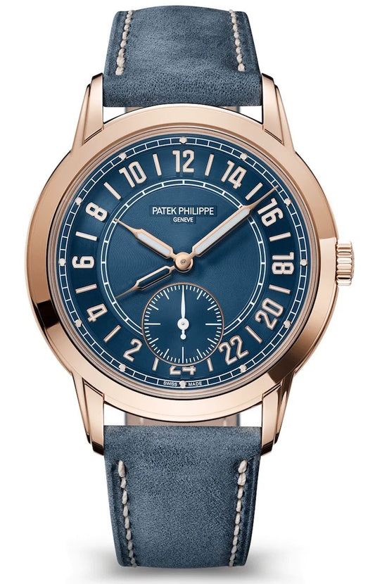 Patek Philippe Complications Travel Time 24-Hour Rose Gold Blue Alligator Men’s Watch 5224R-001