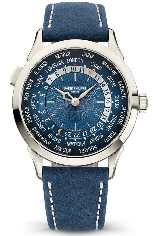 Patek Philippe Complications World Time Platinum Blue Calfskin Men’s Watch 5230P-001