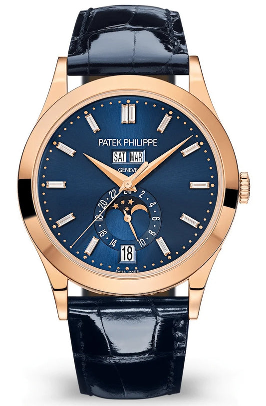 Patek Philippe Complications Annual Calendar Rose Gold Blue Alligator Men’s Watch 5396R-015