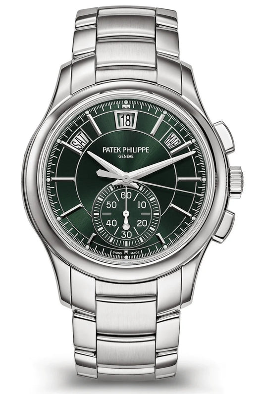 Patek Philippe Complications Annual Calendar Olive Green Sunburst Steel Men’s Watch 5905/1A-001