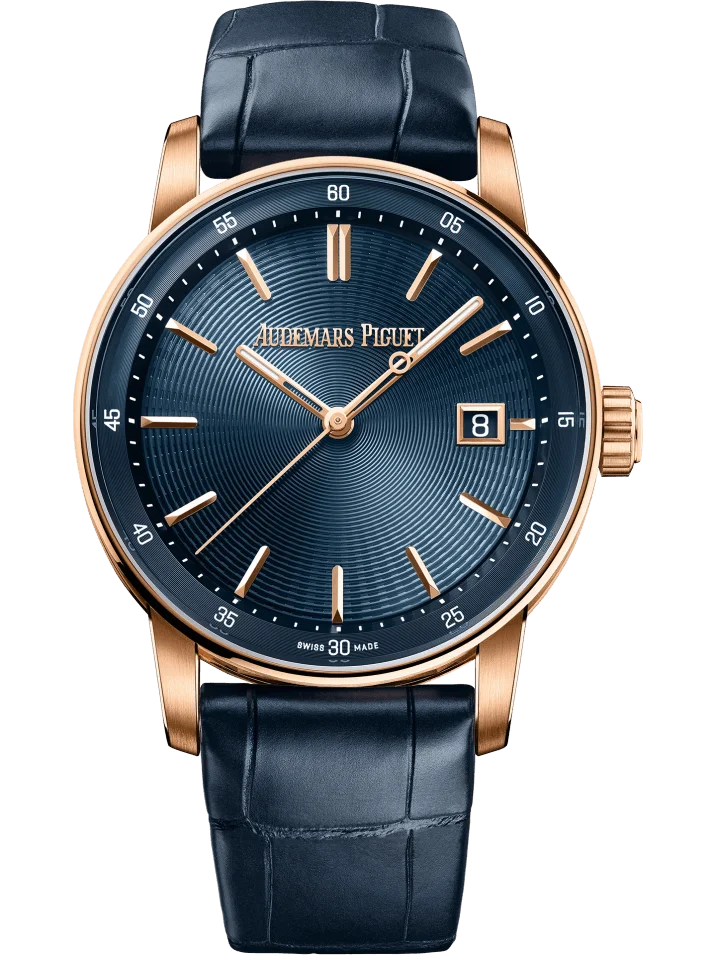 Audemars Piguet Code 11.59 Selfwinding 38mm Pink Gold Bleu Nuit Alligator Unisex Watch 77410OR.OO.A342CR.01