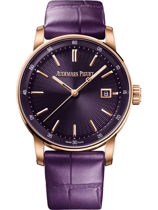 Audemars Piguet Code 11.59 Selfwinding 38mm Pink Gold Purple Alligator Unisex Watch 77410OR.OO.A623CR.01