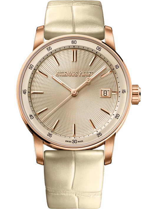 Audemars Piguet Code 11.59 Selfwinding 38mm Pink Gold Beige Alligator Unisex Watch 77410OR.OO.A825CR.01