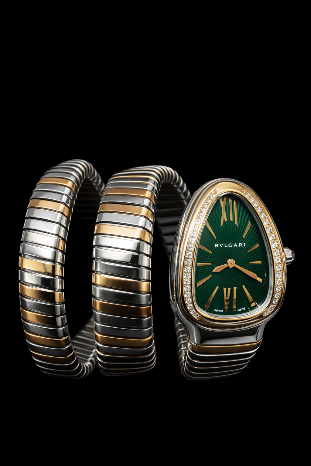 Bvlgari Serpenti Tubogas Ref. 102791 – Green Dial, Double Spiral, Diamond Bezel