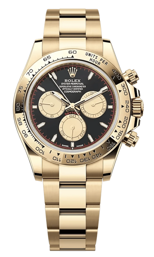 Rolex Cosmograph Daytona Yellow Gold Black Champagne Oyster Men’s Watch 126508-0002
