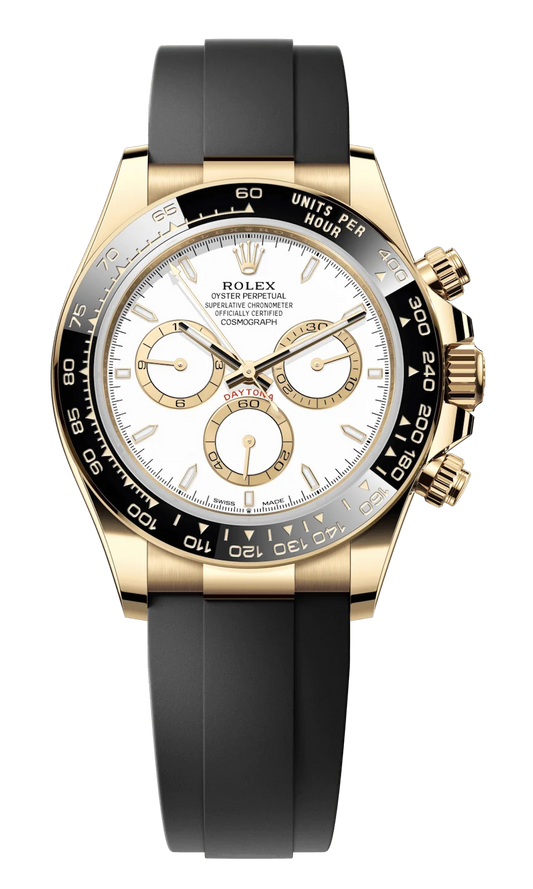 Rolex Cosmograph Daytona Yellow Gold White Dial Oysterflex Men’s Watch 126518LN-0002