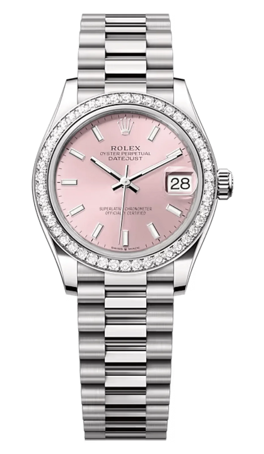 Rolex Datejust 31 White Gold Diamond Bezel Pink President Ladies Watch 278289RBR-0013