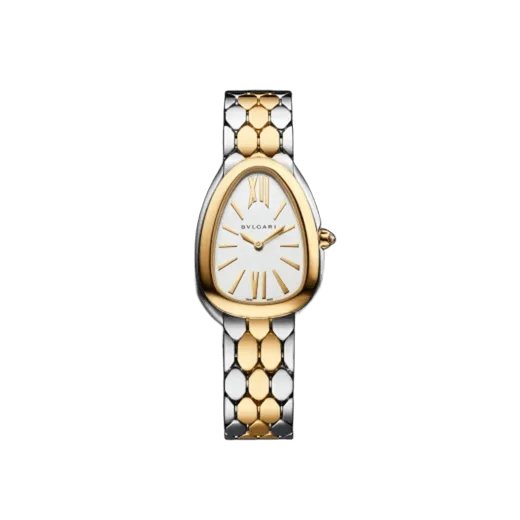 Bvlgari Serpenti Seduttori Watch Stainless Steel Yellow Gold with White Silver Opaline Dial 103955