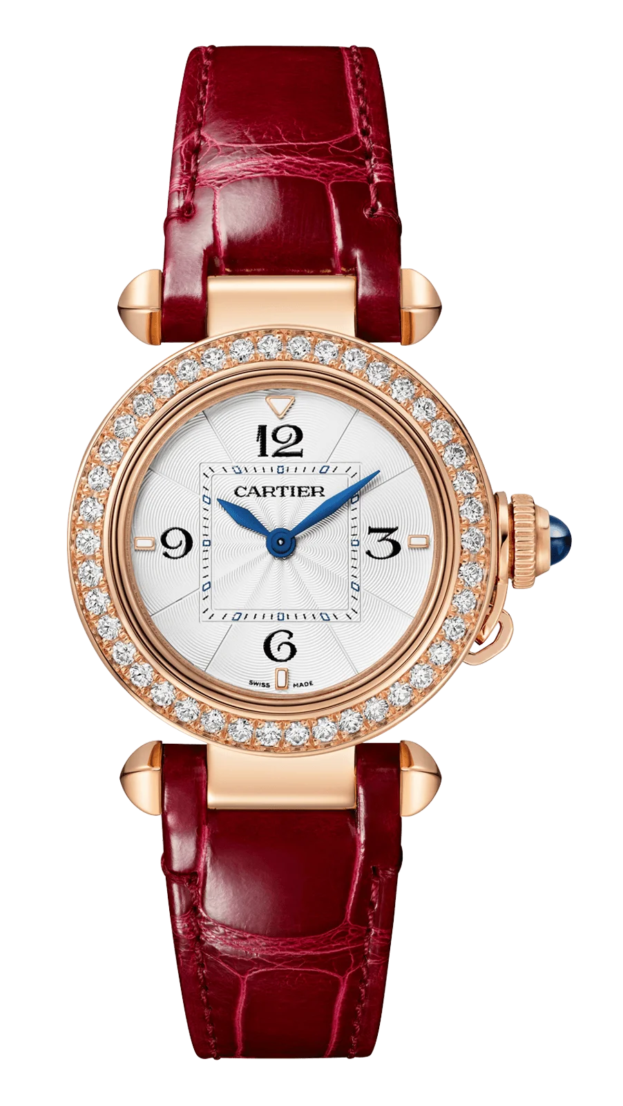 Cartier Pasha de Cartier 30mm Rose Gold Diamond Red Alligator Ladies Watch WJPA0017