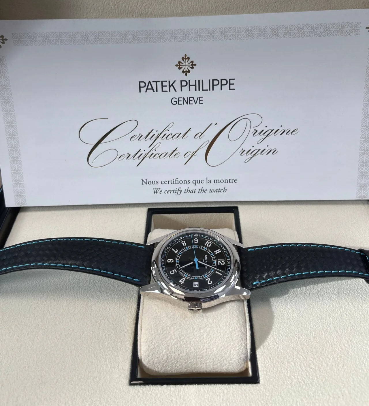 Patek Philippe Calatrava 40mm Blue Date Sweep Seconds (Ref# 6007G-011)