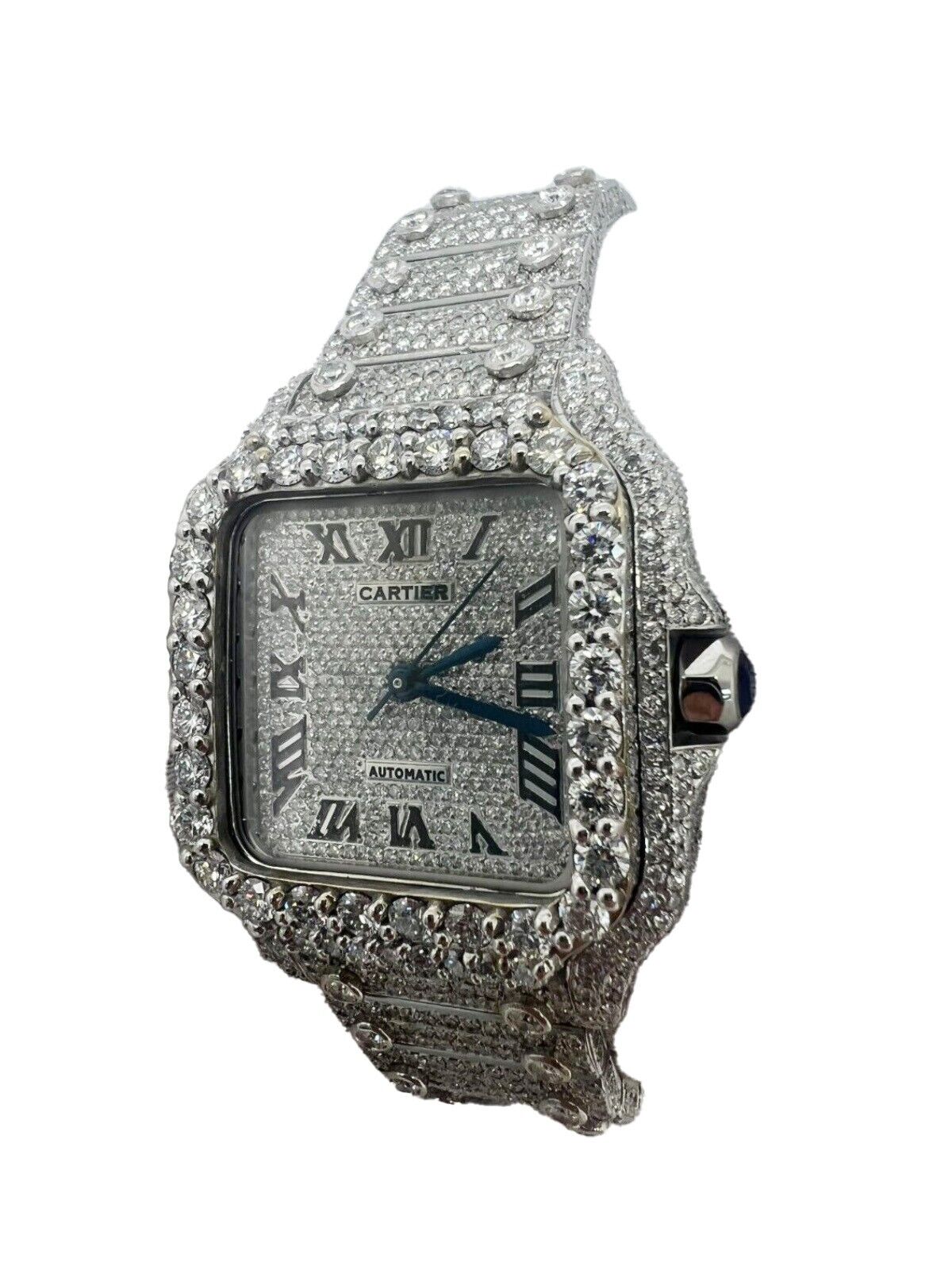 Cartier Santos Midsize 35mm Diamond 30 carats Bezel Set Watch