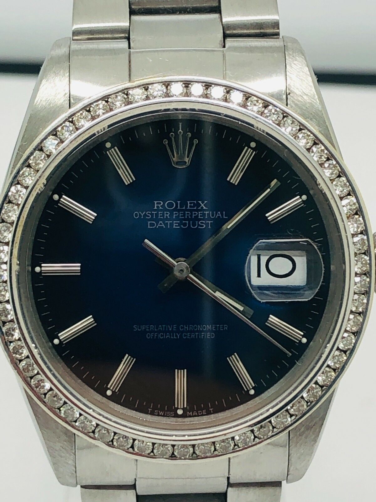 Rolex DateJust 36mm 116200 Black And Blue Dial Diamond Bezel Watch