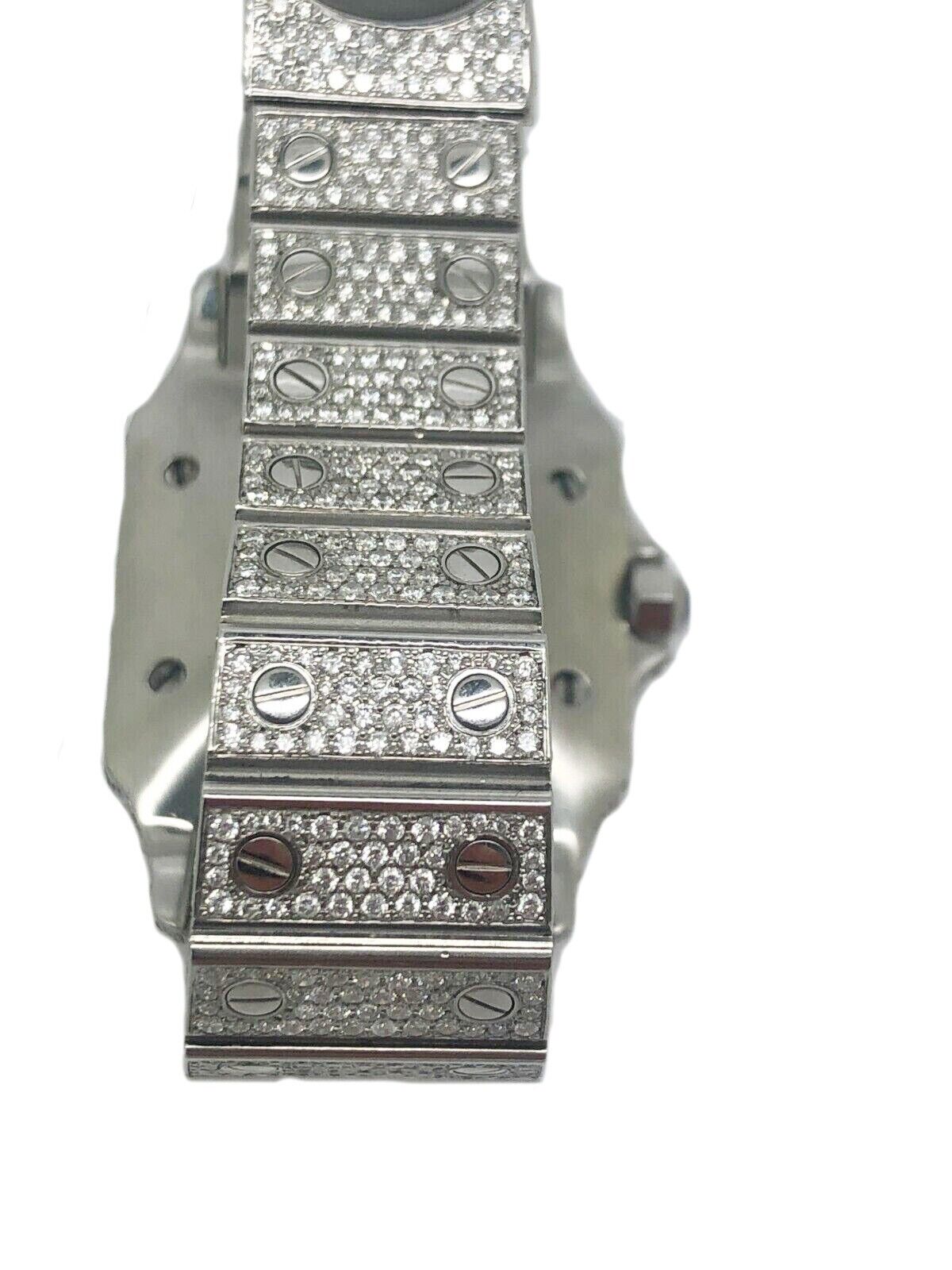 Custom Ladies Cartier Santos 29mm Iced Out Two Tone Rose Gold Watch