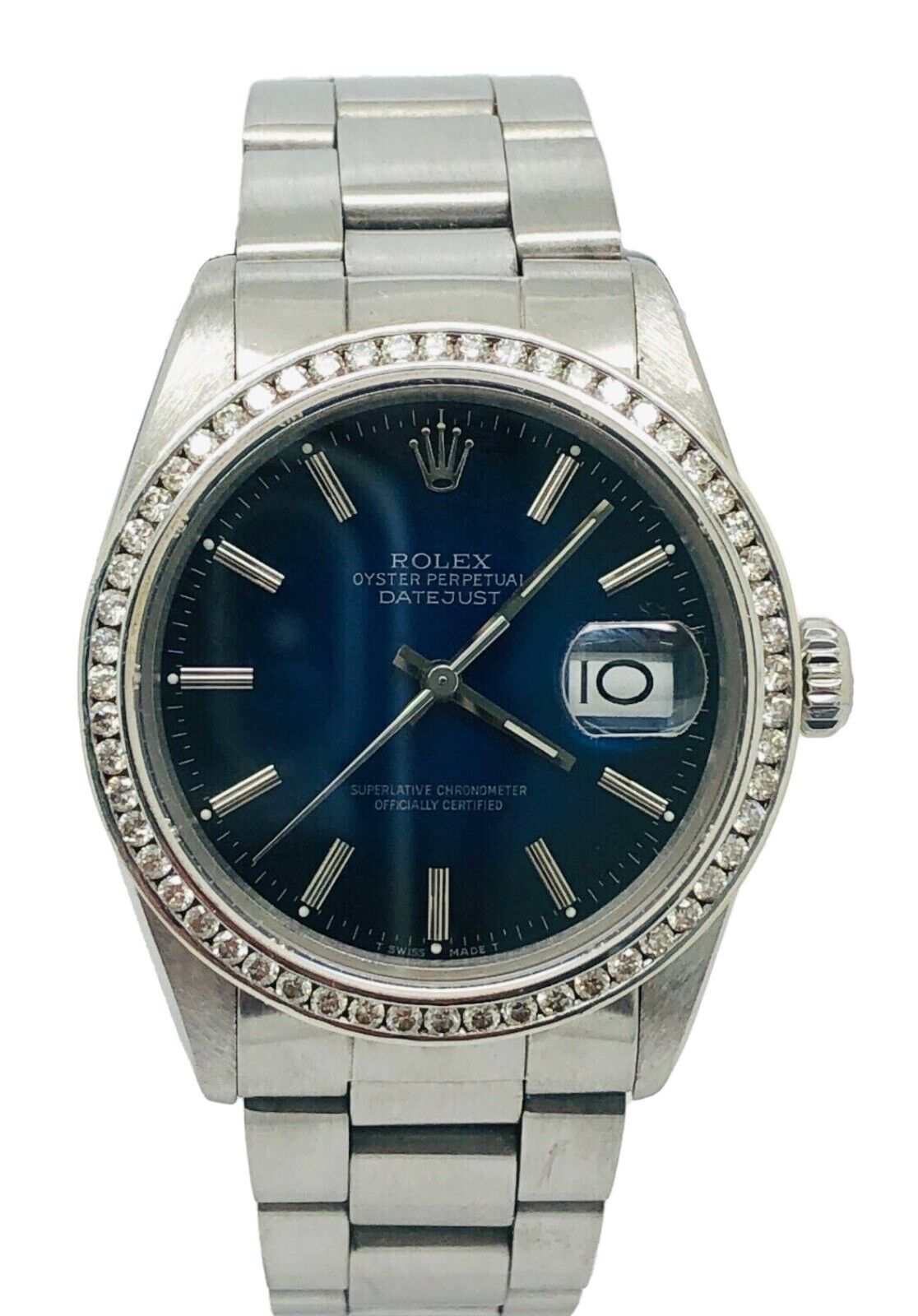 Rolex DateJust 36mm 116200 Black And Blue Dial Diamond Bezel Watch