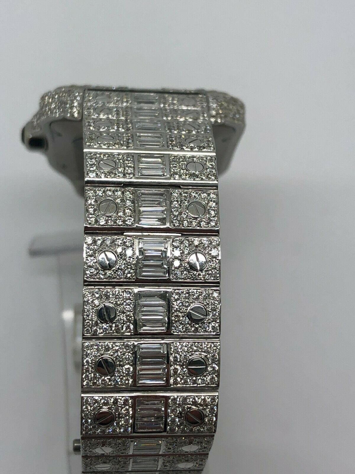 Cartier Santos 40mm Iced Out VVS Emerald Cut Diamond Roman Numeral Watch