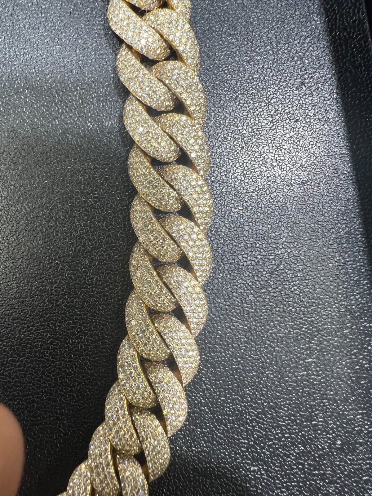 Cubin Link Diamond 43 Carats Necklace 22" 14k Gold 15mm