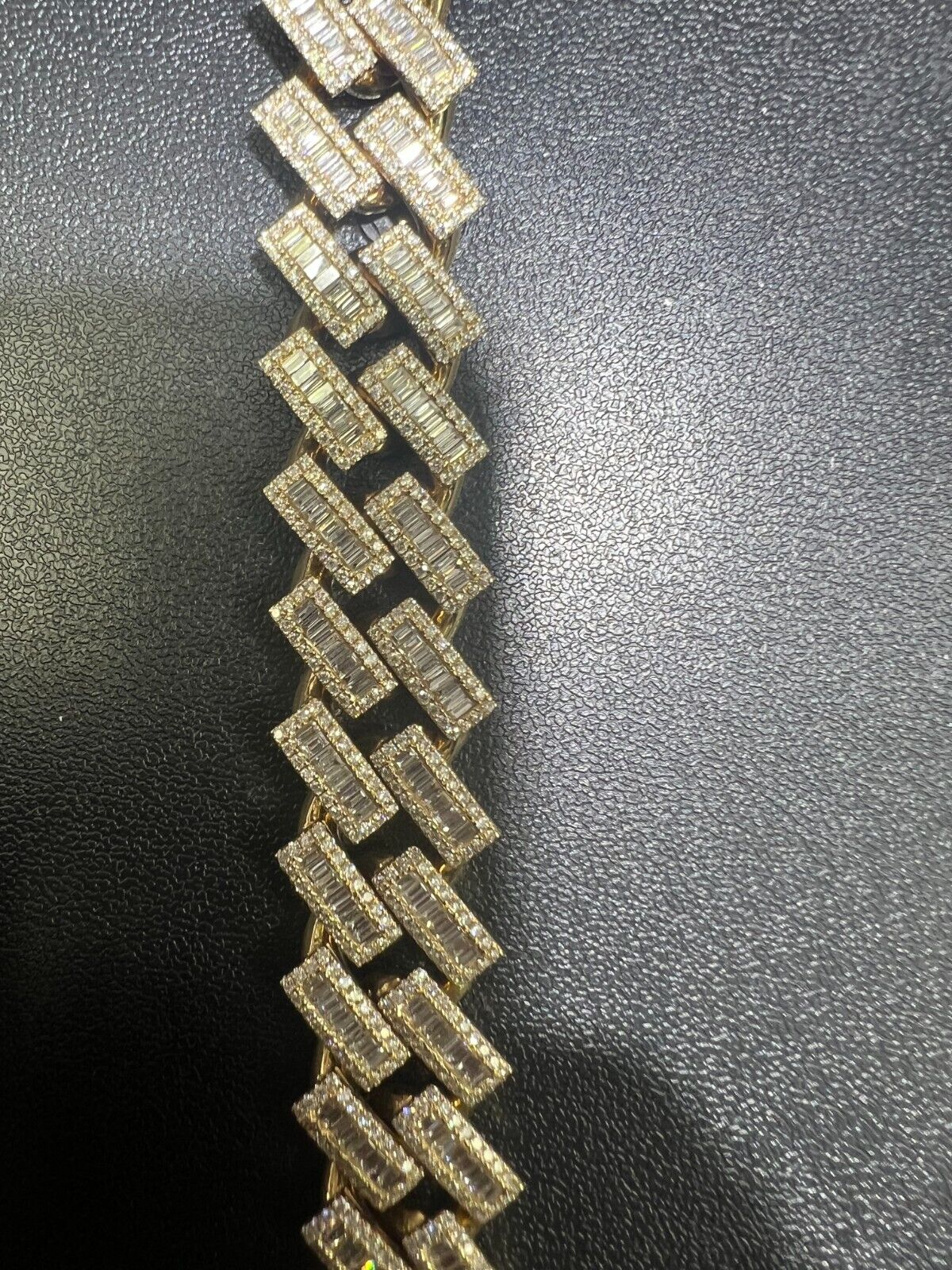 Cubin Link Diamond Emerald Cut 16mm Bracelet