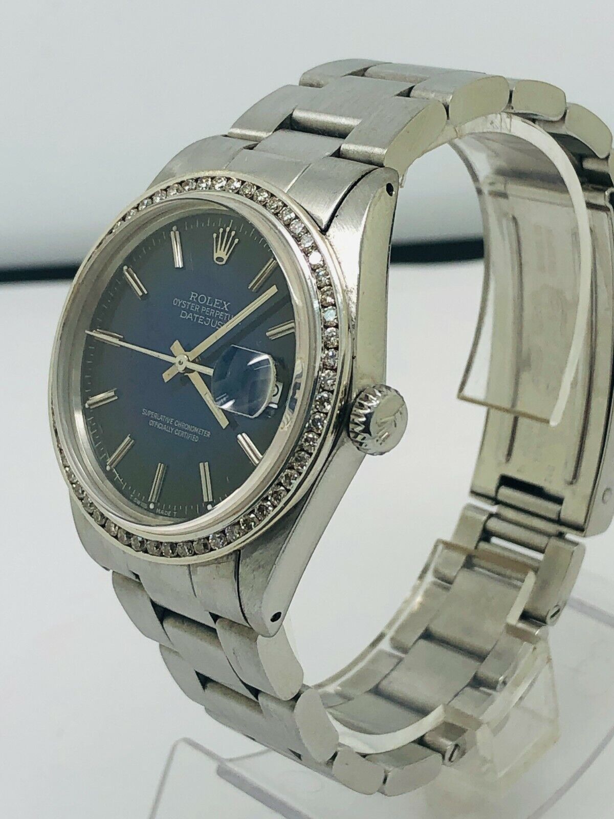 Rolex DateJust 36mm 116200 Black And Blue Dial Diamond Bezel Watch