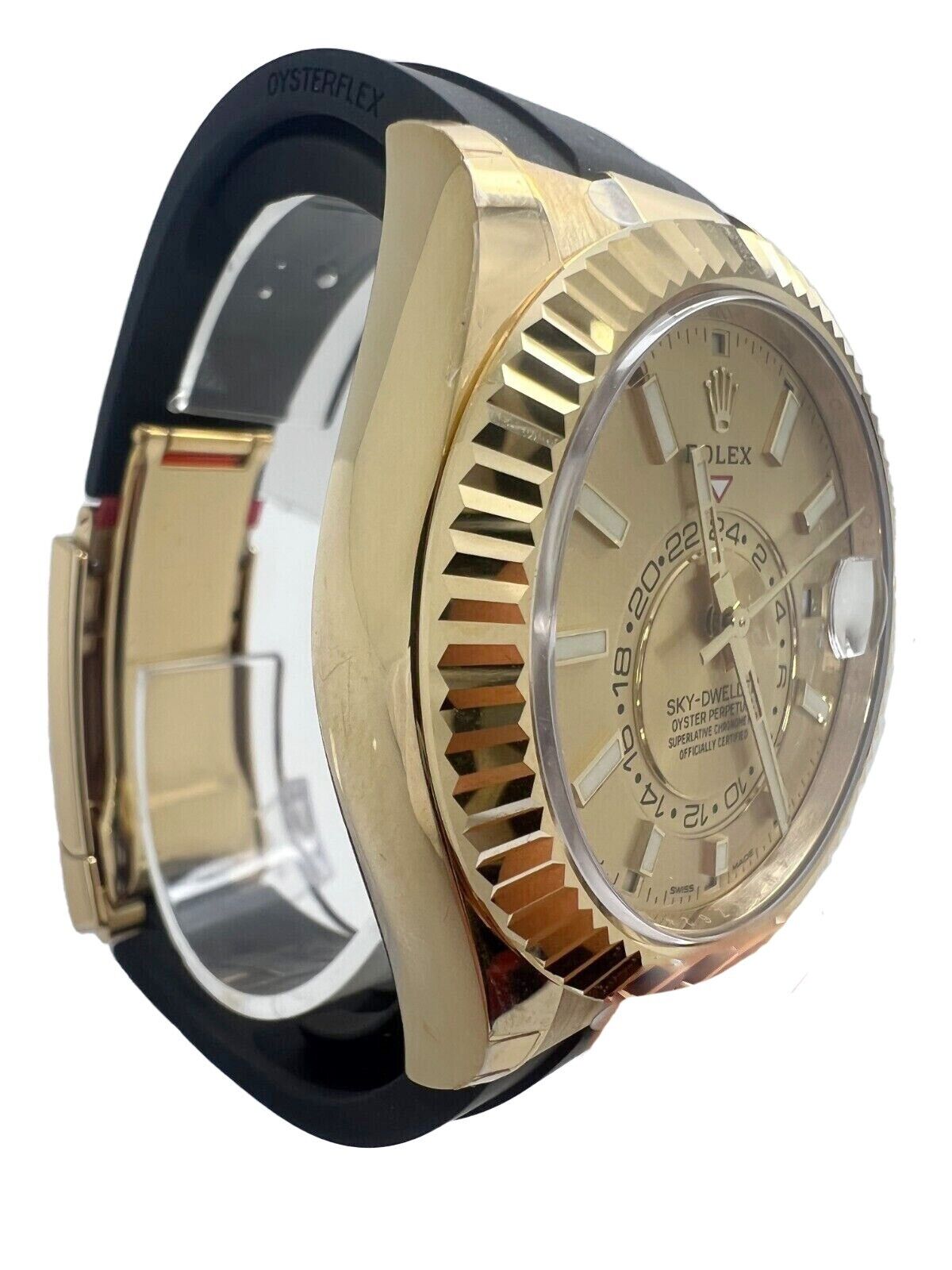 Rolex Sky-Dweller 326238 Yellow Gold Champagne Dial Men's Watch