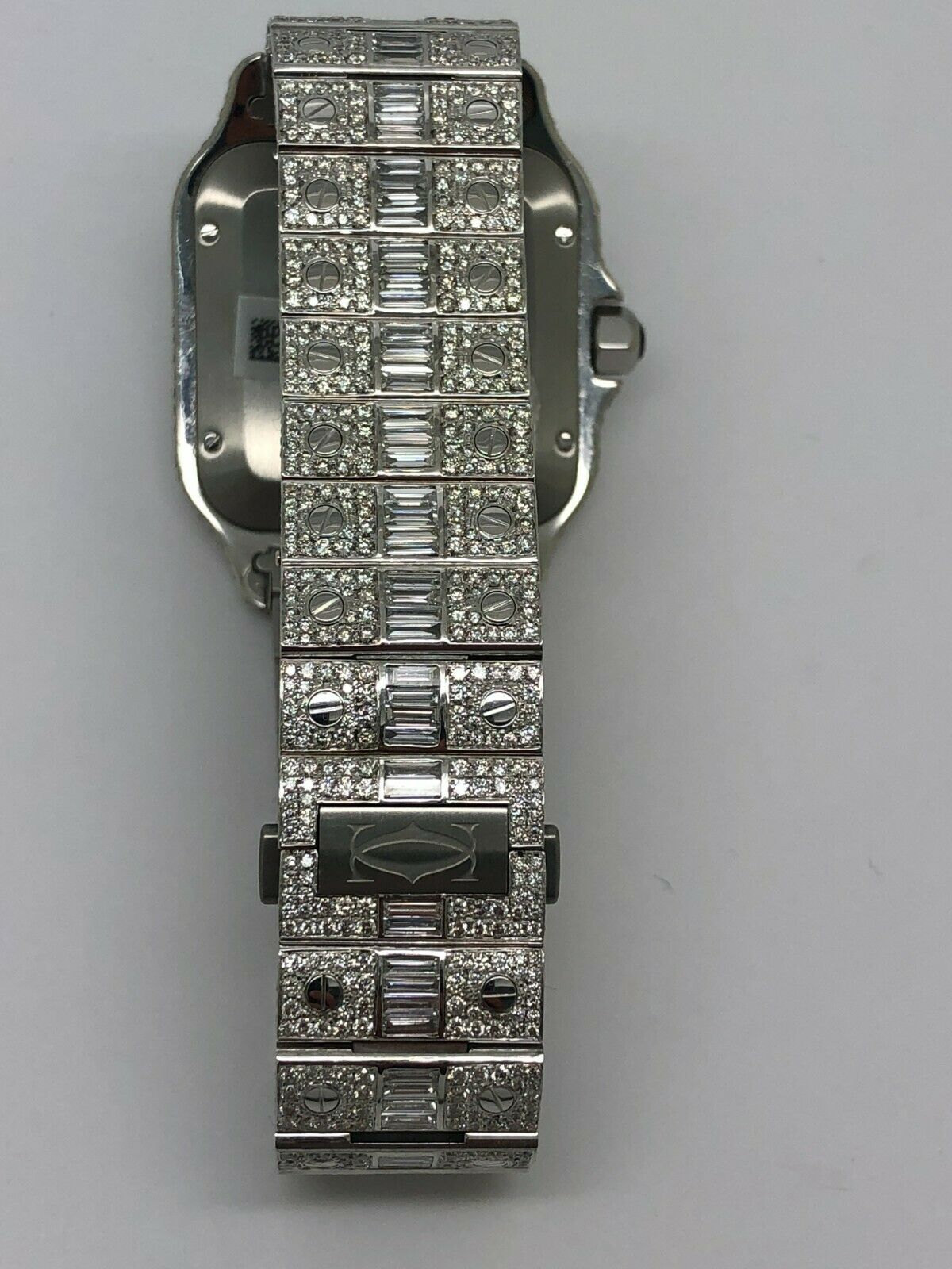 Cartier Santos 40mm Iced Out VVS Emerald Cut Diamond Roman Numeral Watch