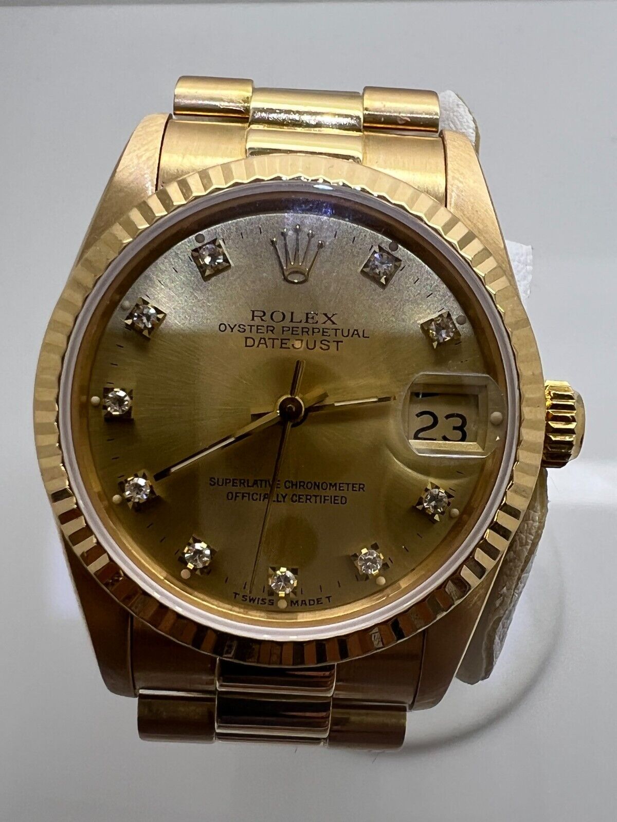 Rolex Ladies 31mm DateJust Gold Diamond Dial