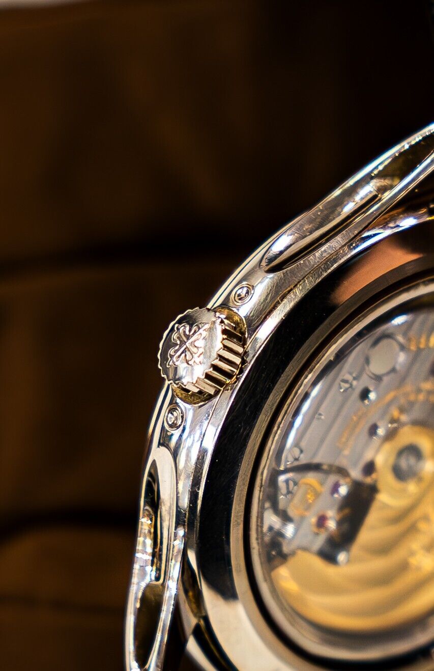 Patek Philippe Complications 18k White Gold Auto Silver Grey Men Watch 5205G-001