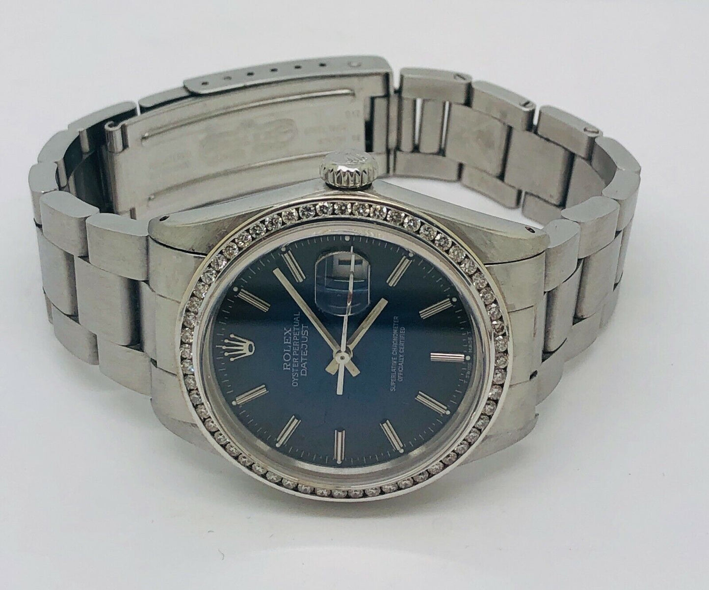 Rolex DateJust 36mm 116200 Black And Blue Dial Diamond Bezel Watch