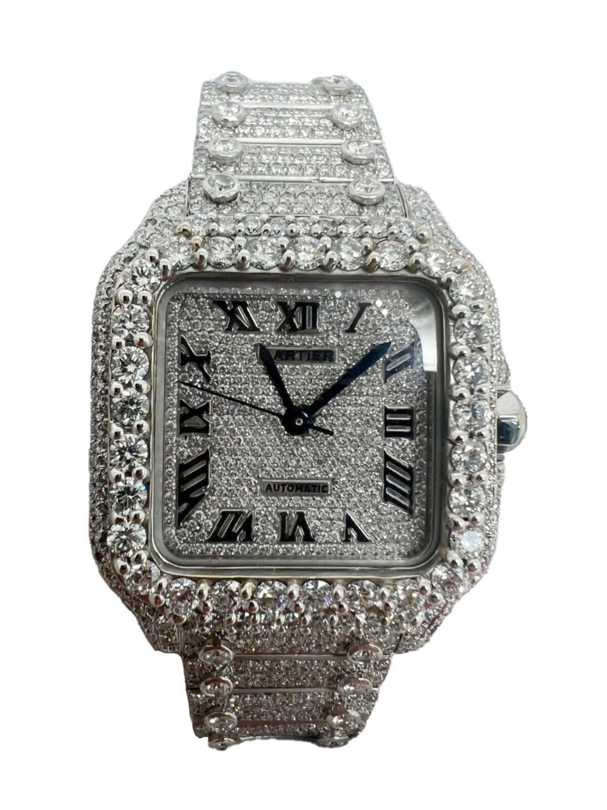 Cartier Santos Midsize 35mm Diamond 30 carats Bezel Set Watch