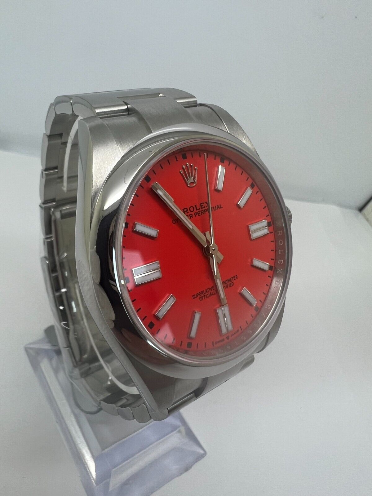 Rolex Oyster Perpetual 41mm 124300 Coral Red Dial New