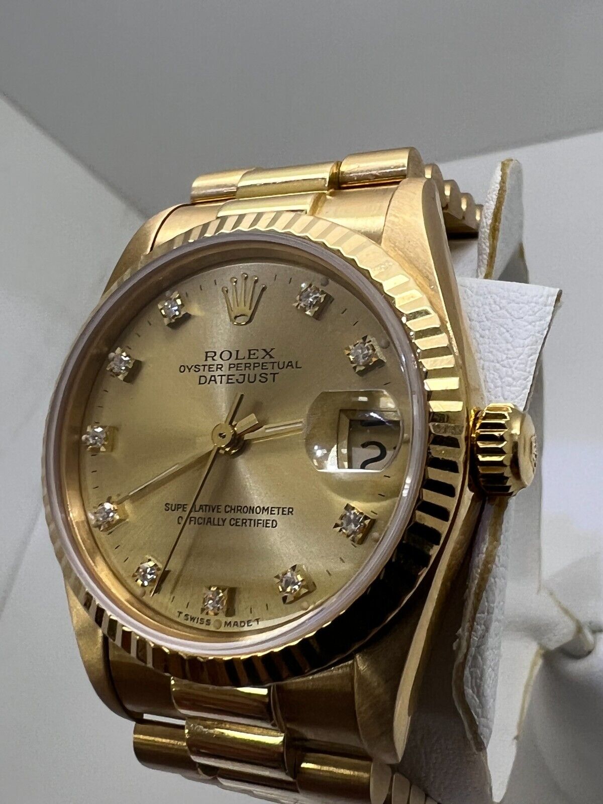 Rolex Ladies 31mm DateJust Gold Diamond Dial