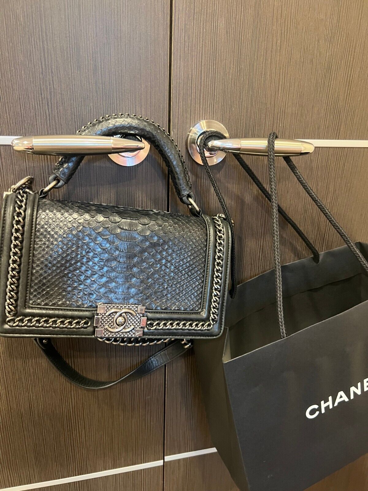 Chanel Python Women's Hand Bag Discontinued Mint