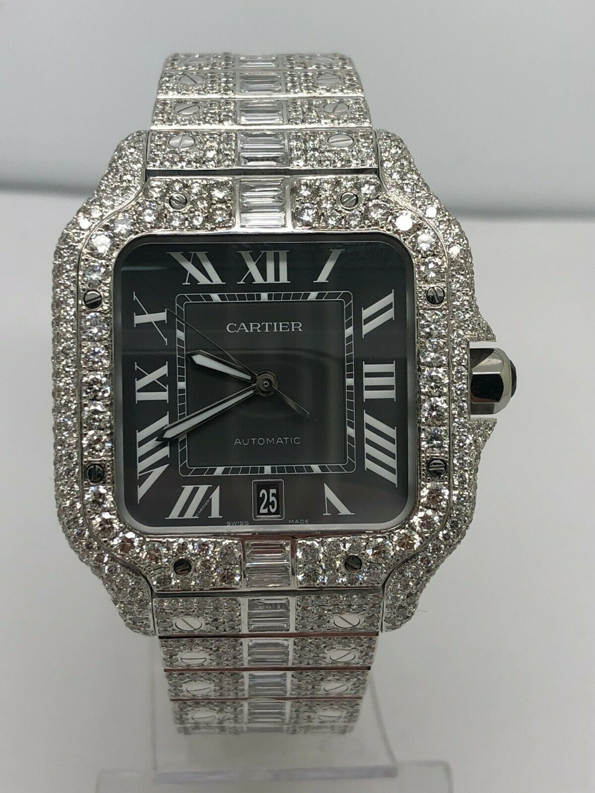 Cartier Santos Men 40mm Diamond Iced Out XL Brand New with Box