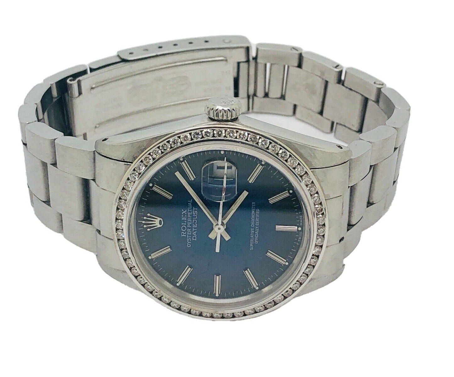 Rolex DateJust 36mm 116200 Black And Blue Dial Diamond Bezel Watch