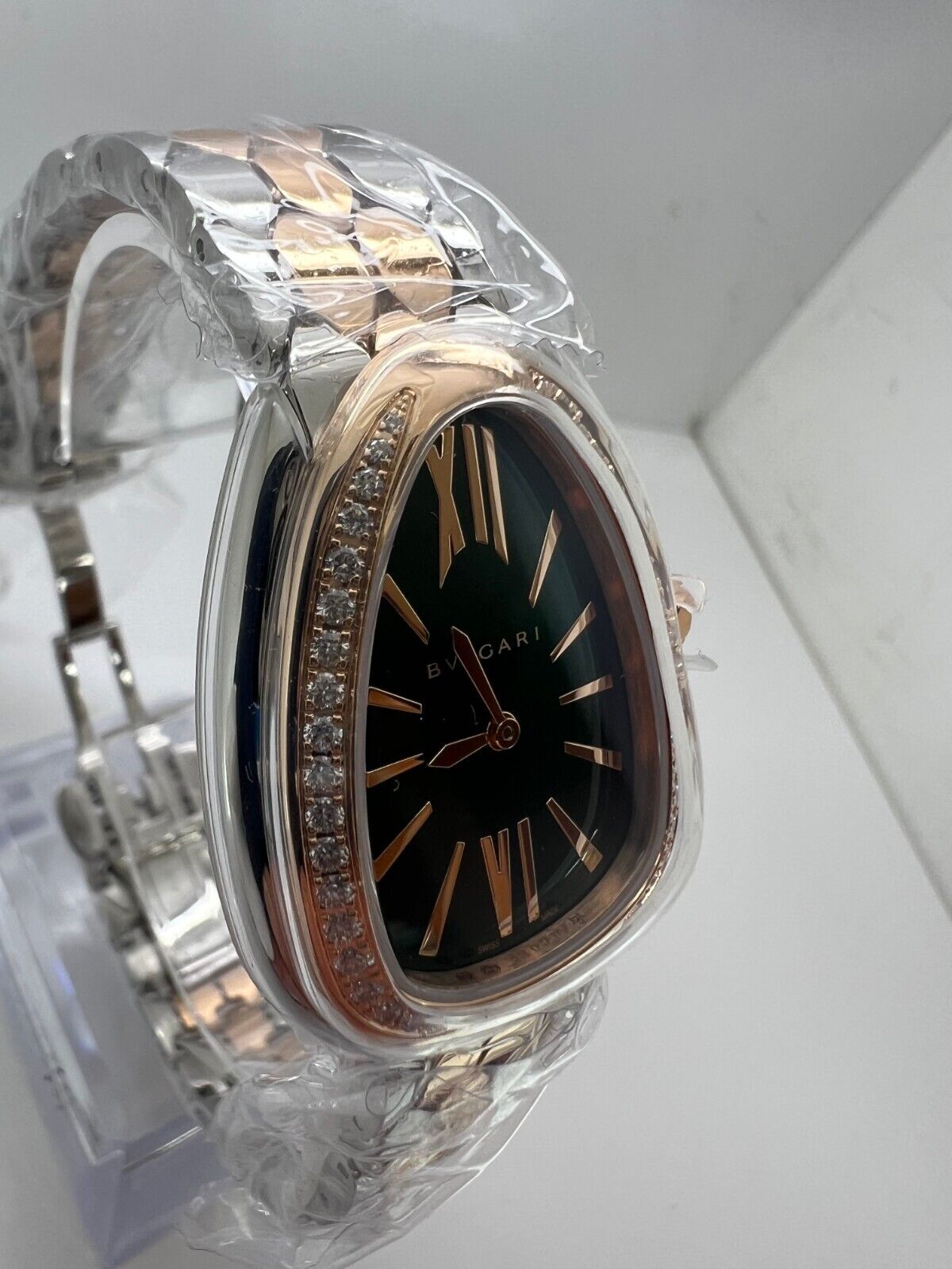 BVLGARI Serpenti Seduttori Steel, 18K Rose Gold, & Diamond Green Dial Watch