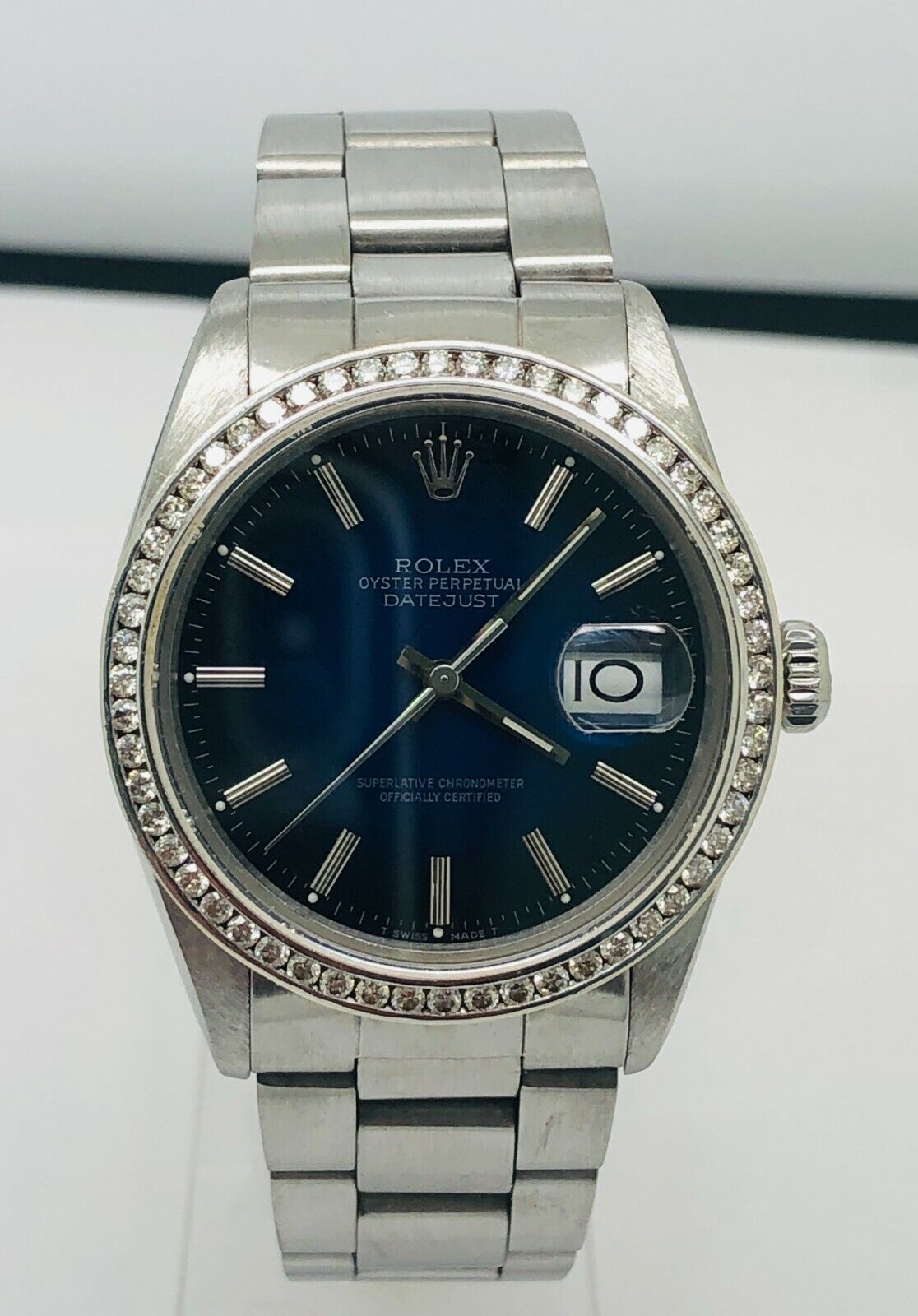 Rolex DateJust 36mm 116200 Black And Blue Dial Diamond Bezel Watch