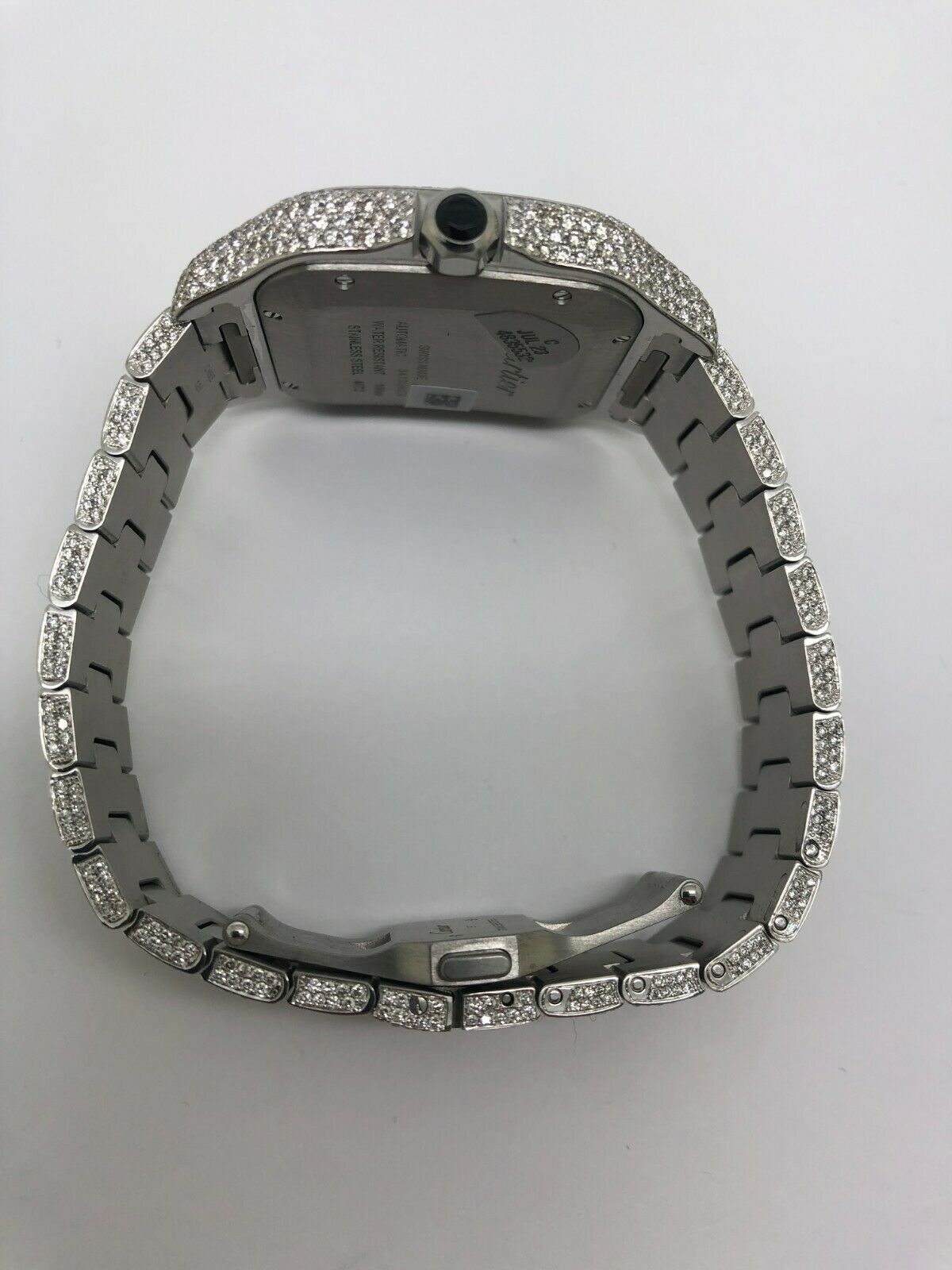 Cartier Santos 40mm Iced Out VVS Emerald Cut Diamond Roman Numeral Watch