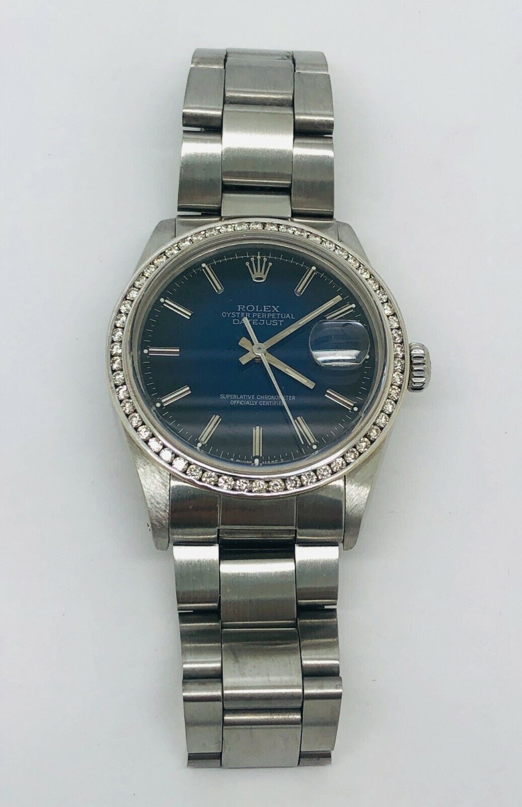 Rolex DateJust 36mm 116200 Black And Blue Dial Diamond Bezel Watch