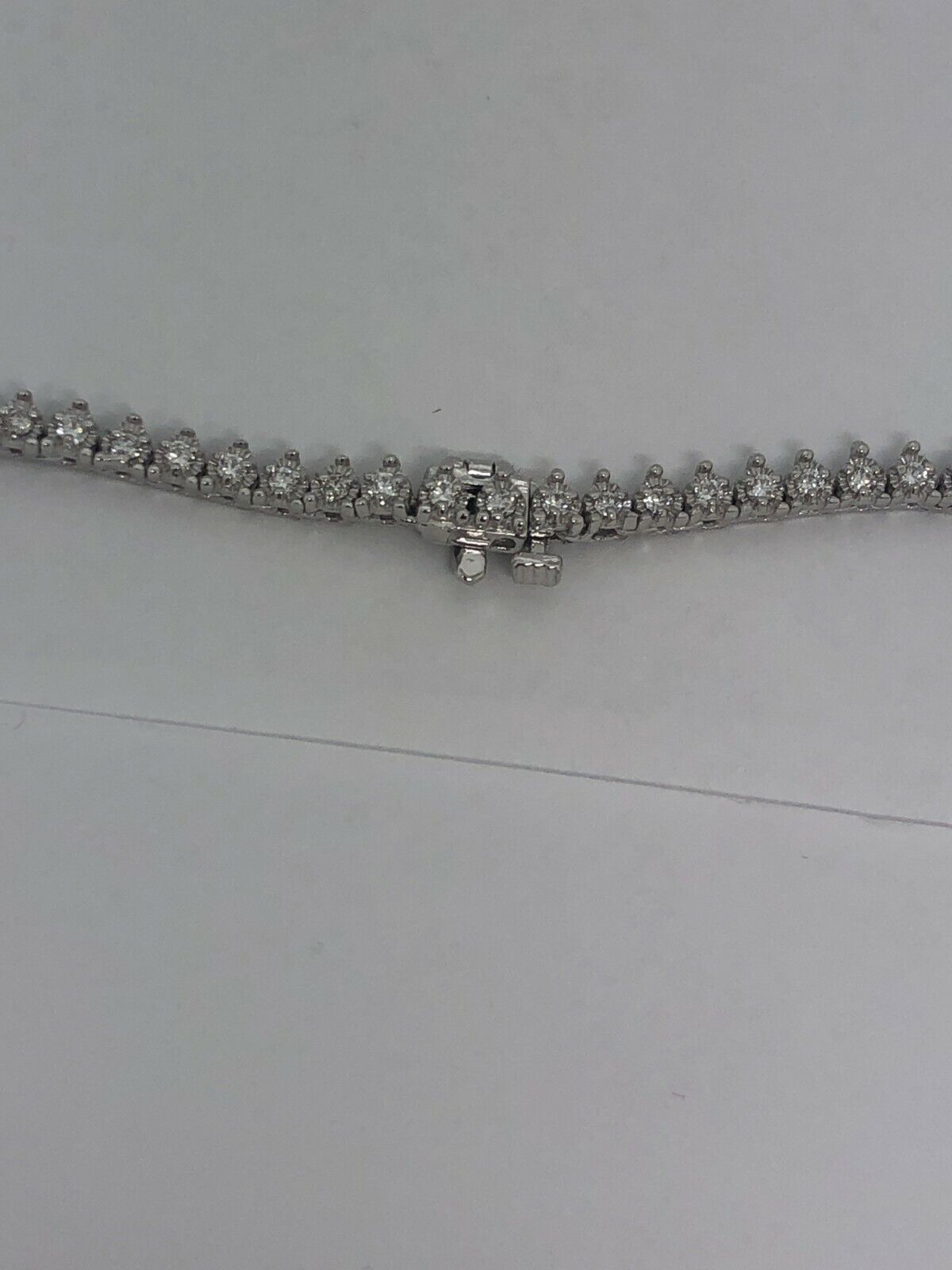 14K White Gold 7.00ctw F VS1 Round Diamond Graduated Tennis Necklace-17"