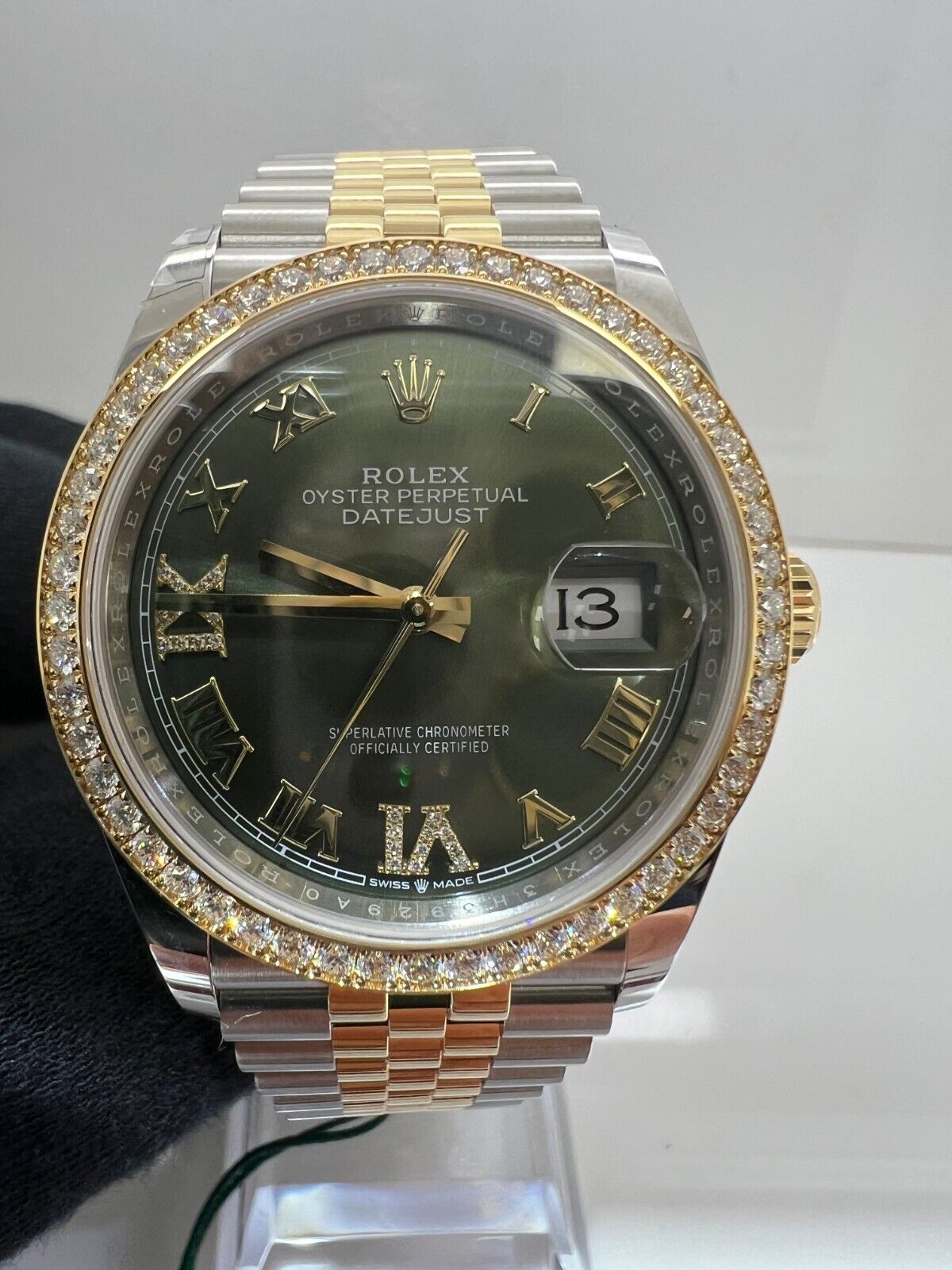Rolex Datejust 36 126283RBR Olive Green Roman VI Diamond, Jubilee
