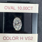 Natural Diamond Oval GIA Certified 10 Carat H VS2 18k Gold Engagement Ring