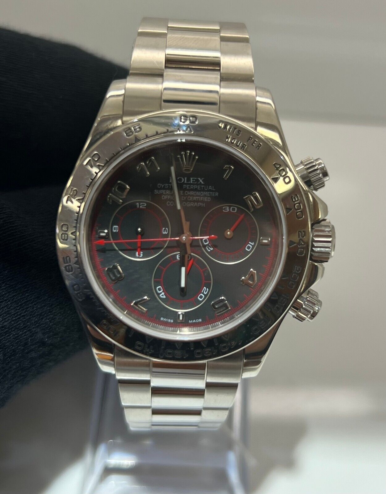 Rolex Daytona Gray RACING Red 18K White Gold Oyster 116509