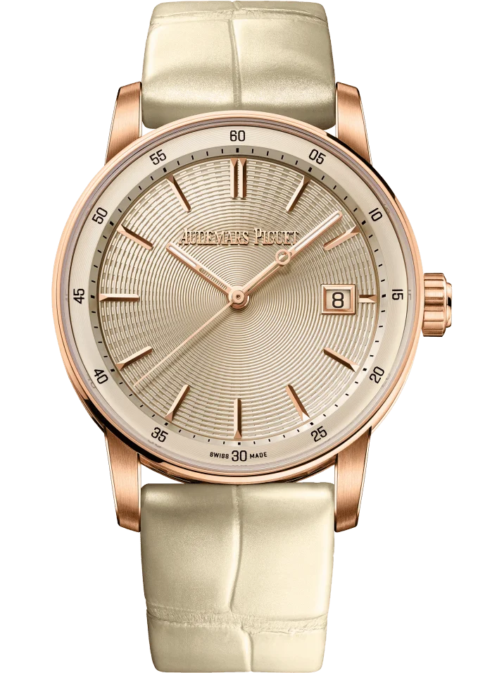 Audemars Piguet Code 11.59 Selfwinding 38mm Pink Gold Beige Alligator Unisex Watch 77410OR.OO.A825CR.01