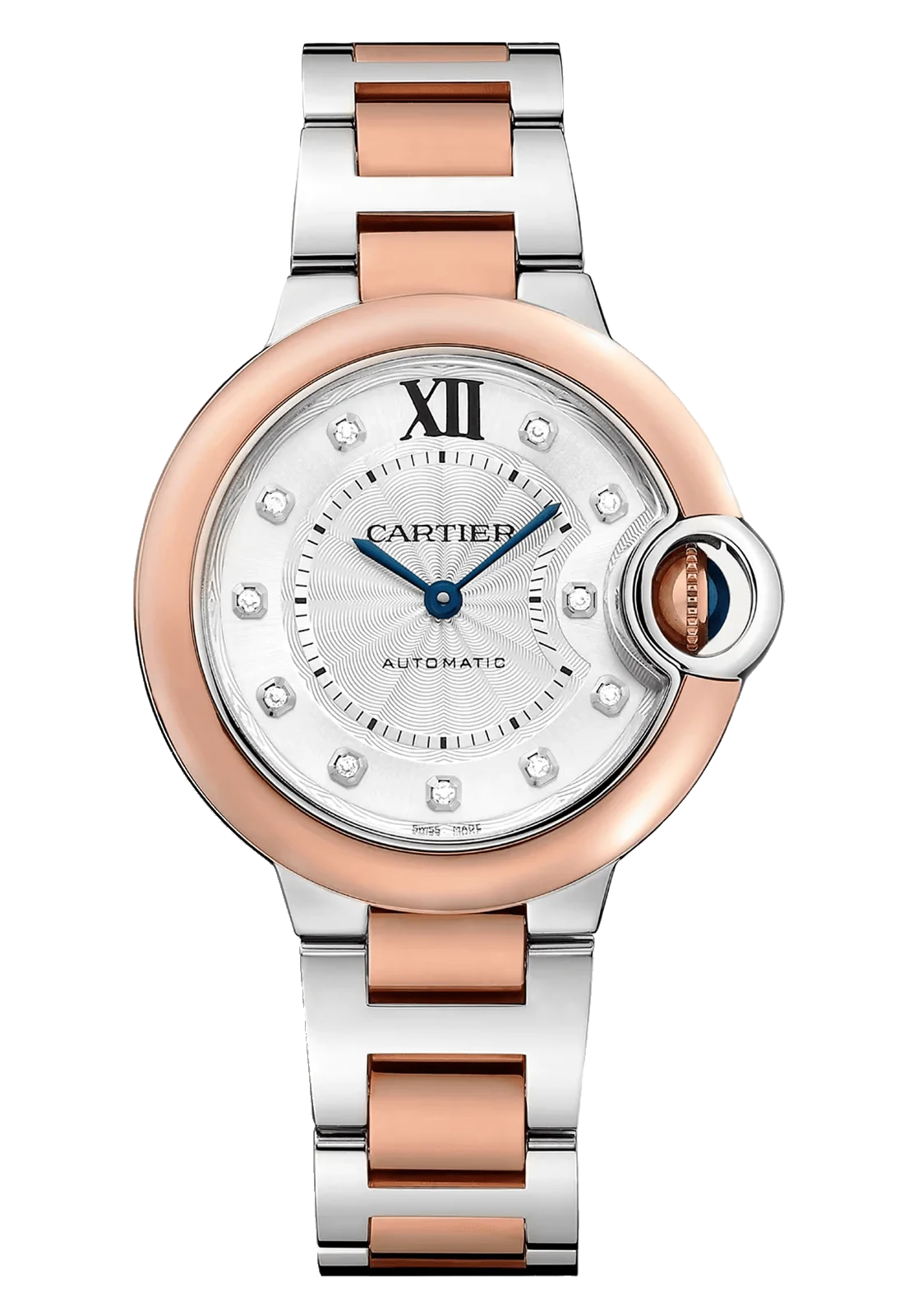 Cartier Ballon Bleu de Cartier 33mm Diamond Steel Rose Gold Ladies Watch W3BB0021