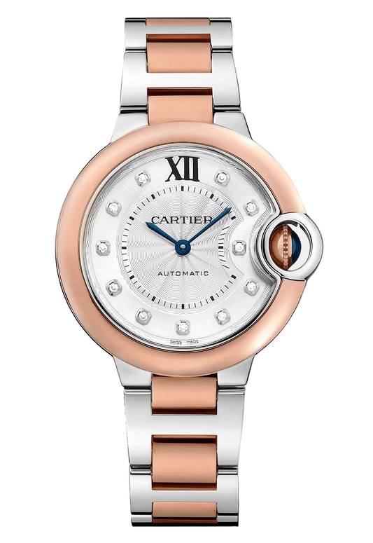 Cartier Ballon Bleu de Cartier 33mm Diamond Steel Rose Gold Ladies Watch W3BB0021