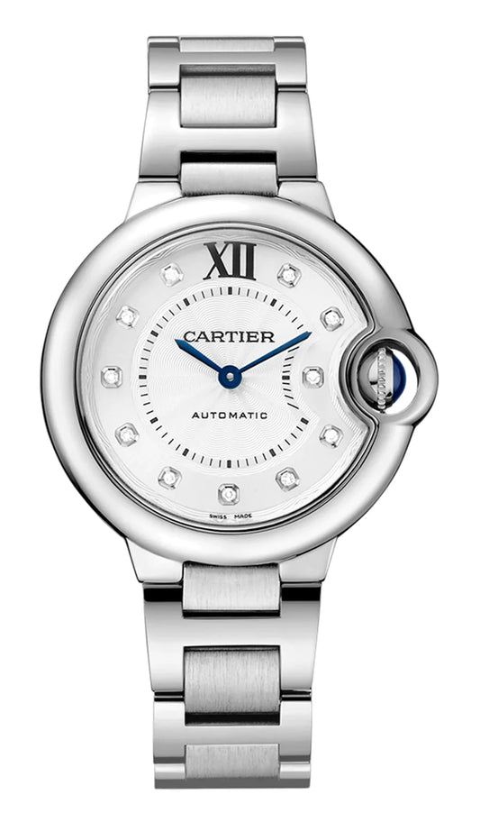 Cartier Ballon Bleu de Cartier 33mm Steel Diamond Ladies Watch W4BB0021
