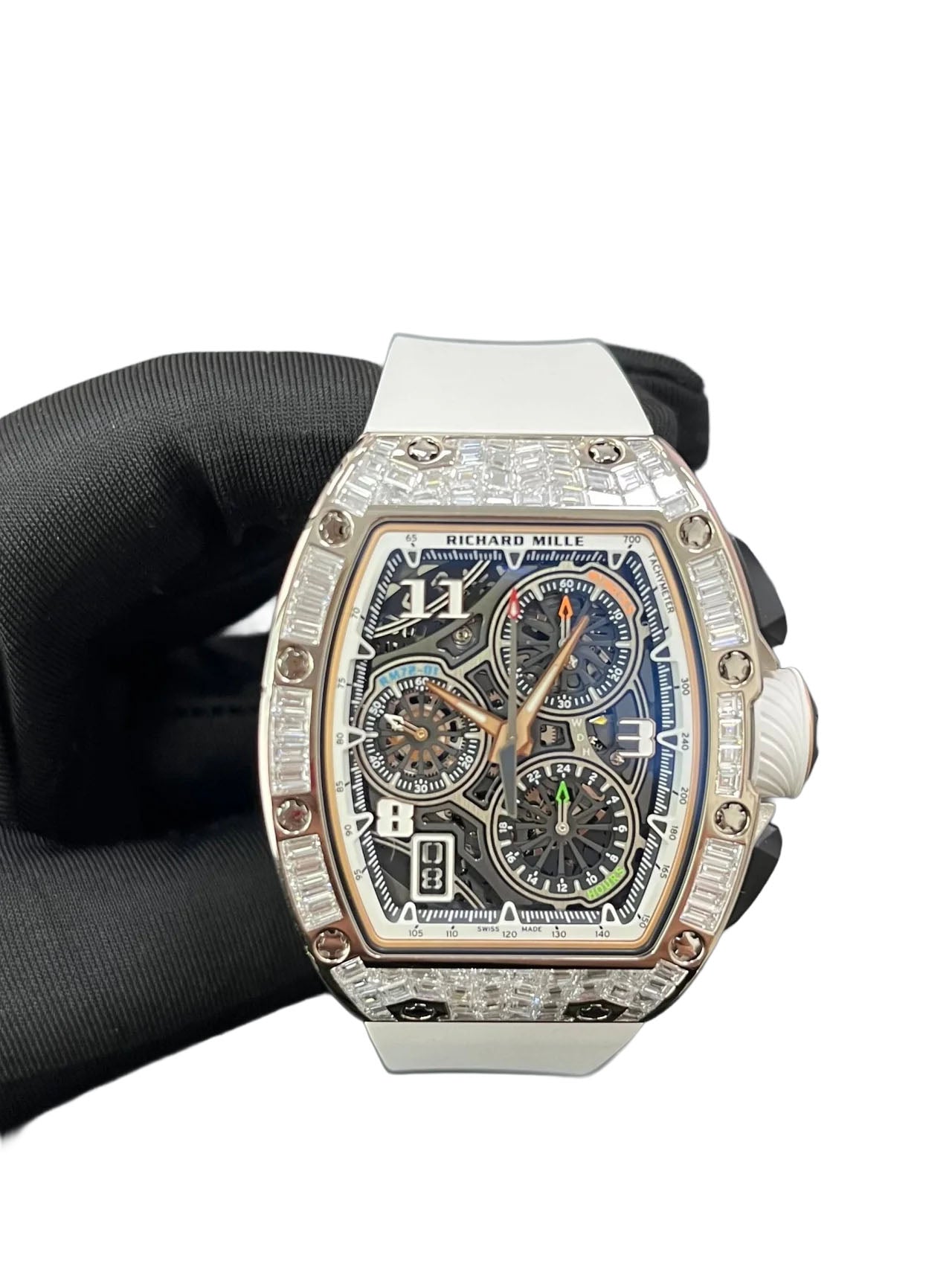 Richard Mille RM 72-01 Automatic Winding Lifestyle Flyback Chronograph White Gold with Baguette Diamonds