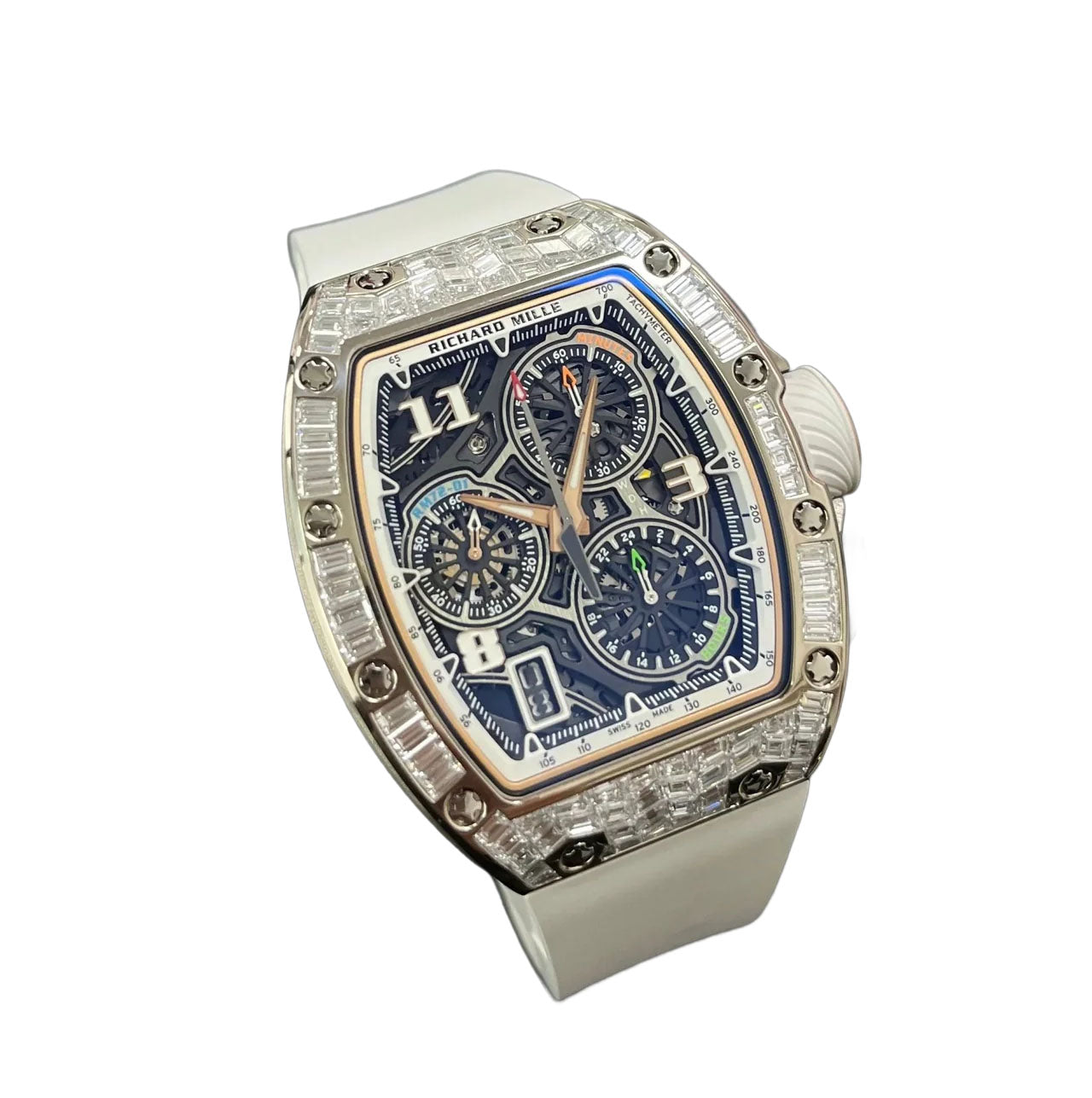 Richard Mille RM 72-01 Automatic Winding Lifestyle Flyback Chronograph White Gold with Baguette Diamonds