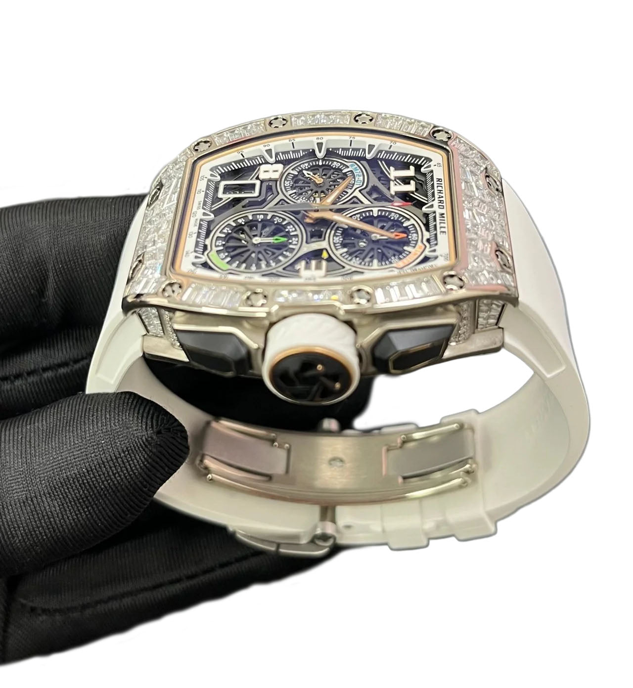 Richard Mille RM 72-01 Automatic Winding Lifestyle Flyback Chronograph White Gold with Baguette Diamonds